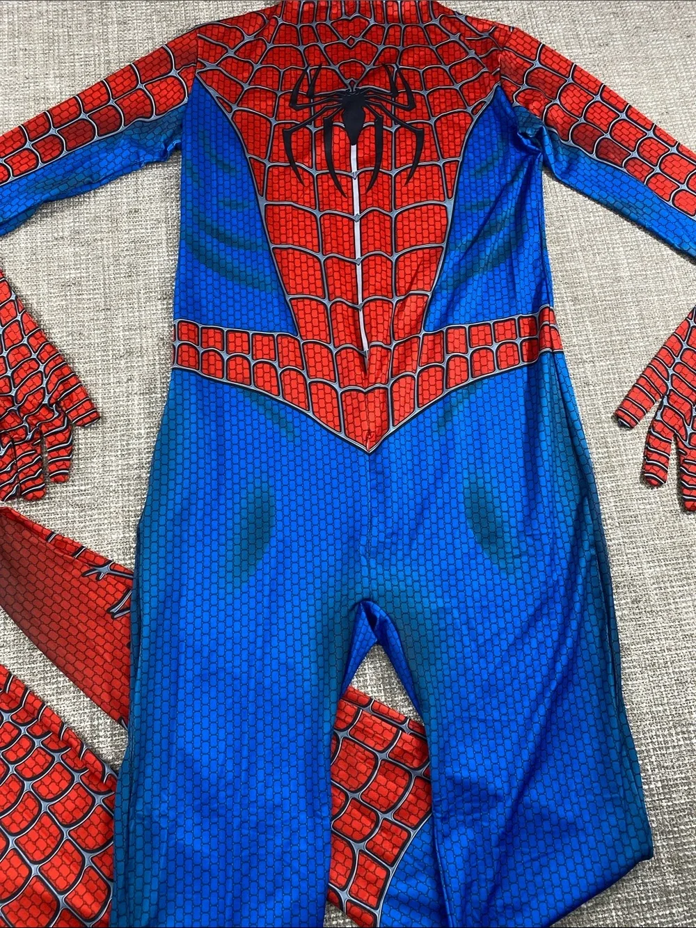 Mens Spider-Inspired Red & Blue Face Mask Costume Set Spider-Man large new